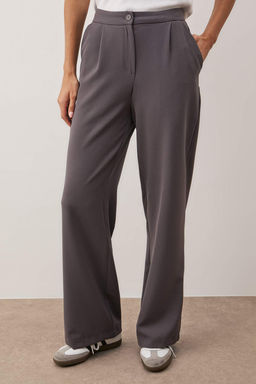 Antrasit Wide Leg/Genis Paca Dokuma Kumas Pantolon TWOAW22PL0139