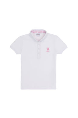 Футболка для девочек U.S. Polo Assn базовая белая из хлопка с эластаном  фото 6