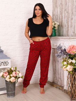 Брюки женские, модель 162М, трикотаж (Красно-черная клетка) - Ивановотекстиль фото 2