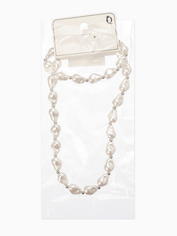 Набор 2 предмета: бусы, браслет «Жемчуг барочный. Капля», 40/18 см, белый в серебре