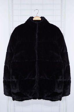 Trendyolmilla Man Siyah Regular Fit Pelus Kumas Astarl? Dolgulu K?sl?k Sisme Mont TMNAW25MO00010  фото 6