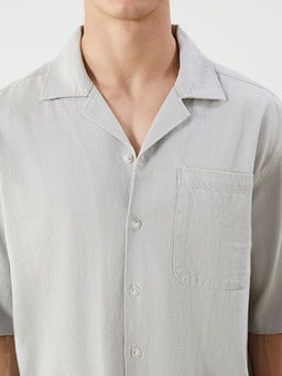 Regular Fit Resort Yaka K?sa Kollu Poplin Erkek G?mlek