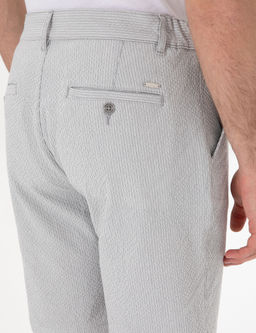 Gri Slim Fit Gofre Beli Lastikli Dokuma _ort