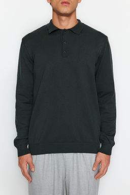 TRENDYOL MAN Lacivert Erkek Regular Polo Yaka Duz Triko Kazak TMNAW24KZ00067 - Trendyolmilla фото 4