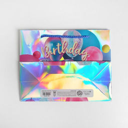 Пакет подарочный голографический Birthday Present, 23 10 18 см - Дарите счастье фото 4