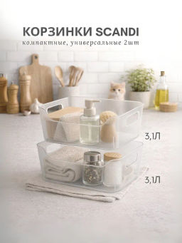 Набор: КОРЗИНКА УНИВЕРСАЛЬНАЯ SCANDI 3,1Л - 2шт. (Бесцветный)