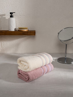 Набор махровых полотенец 50x90 розовый махровая ткань
