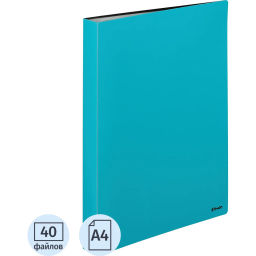 Папка файловая Комус 40 голубая, с карманом для CD/визитки  фото 2