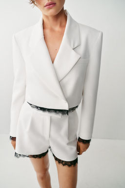 BLAZER COMBINADA ENCAJE HOMBRERAS / Blanco roto - Zara фото 2