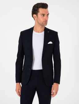 Lacivert Slim Fit Y_n Kar___ml_ Ceket