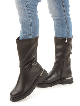 ZA4226M BLACK Сапоги зимние женские (натуральная кожа, натуральный мех, натуральная байка)