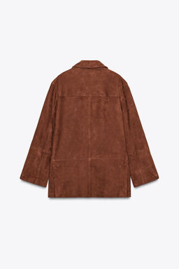 ZW COLLECTION LIMITED EDITION OVERSIZED SUEDE LEATHER BLAZER - Zara фото 9
