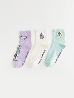 Rick and Morty Bask?l? Kad?n Soket ?orap 3l? Paket