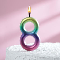 Свеча в торт Акварель, цифра 8, 9 см, ГИГАНТ