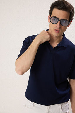 Lacivert Regular Polo Yaka D_z Polo Yaka T-shirt TMNSS25PO00008