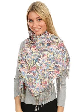 Палантин женский двусторонний, в клетку MAGROM, кремовый, 180 х 70 см, из вискозы и шерсти