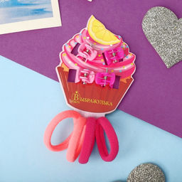 Цена за 6 шт. Набор для волос «Маленькая радость», 8 шт.: 4 резинки, 4 крабика, пироженка, розовый