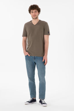 Erkek Regular Fit V Yaka Vizon Basic Ti__rt Sepette S_rpriz _ndirim - U.s. polo assn фото 5