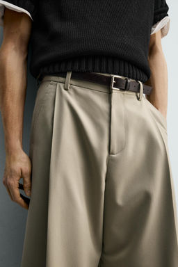 PANTAL?N WIDE FIT PLIEGUES / Beige