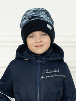 Шапка вязаная камуфляж темносиний