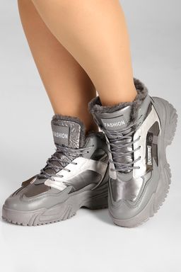 Кроссовки зимние серые женские