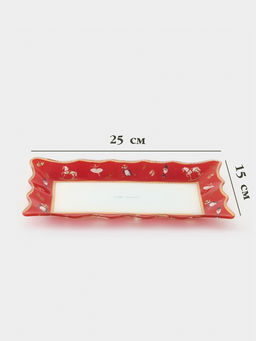 Блюдо сервировочное новогоднее Доляна «Сказочные истории», 25×16 см, стекло, белое, красное