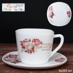 Чайный набор 12 предметов 250 мл квадратная / FXB220/FBD220-6A (6916) /уп 8/ серия Чайная роза