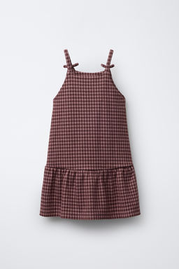 CHECK PINAFORE DRESS WITH BOWS - Zara фото 2