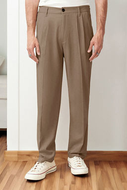 Bej Pileli Klasik Baggy Fit Kuma_ Pantolon TMNSS24PL00024