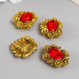 Декор для творчества металл пряжка «Кристалл в цветах», набор 4 шт., 2.5×2.3×1 см