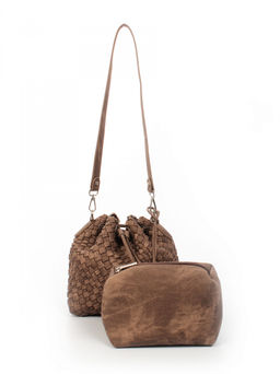 LACCOMA сумка СУ038-винтаж коричневый эко кожа хлопок  фото 4