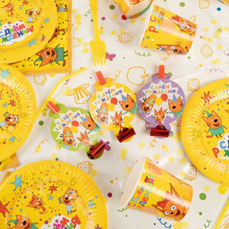 Карнавальные язычки гудки "Три Кота. Играем вместе", желтый, 11 см, 6 шт.