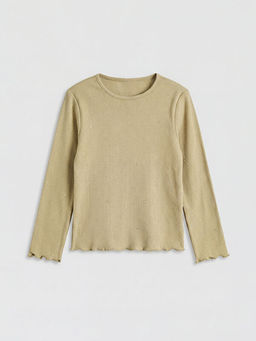 Bisiklet Yaka Desenli K?z ?ocuk Ti??rt