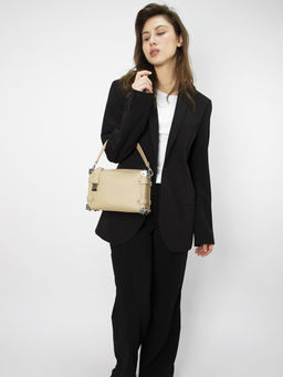 LACCOMA сумка Q3259-бежевая пудра натуральная кожа хлопок фото 3