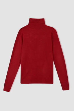 Очень мягкий красный свитер с водолазкой и кашемировым фактурным рисунком - Defacto фото 9