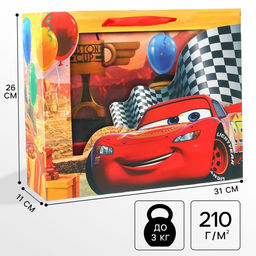 Пакет подарочный, 31×26×11 см, упаковка, Тачки