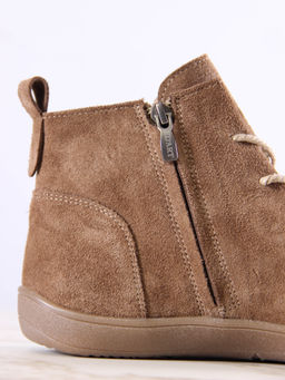 Босоногие ботинки 352.К.NATAbr.Серо-коричневая замша/кожаная подкладка