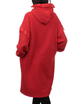 2247 RED Толстовка-платье женская (85% хлопок, 10% полиэстер, 5% спандекс) - Fashion фото 6