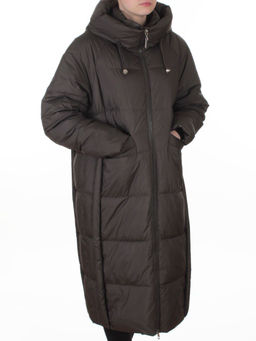 8891 GRAY/BROWN Пальто зимнее женское (200 гр. холлофайбер)