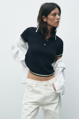 CABLE KNIT POLO SWEATER - Zara фото 4