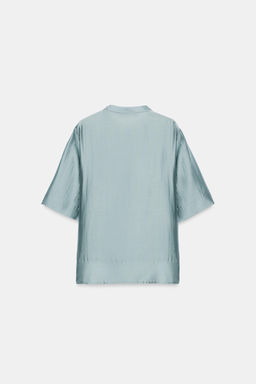 BLUSA FLUIDA MANGA CORTA ZW COLLECTION / Gris azul - Zara фото 8