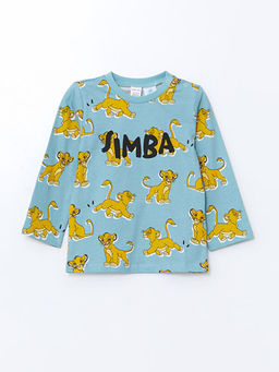 Bisiklet Yaka Aslan Kral Bask?l? Erkek Bebek Pijama ?st