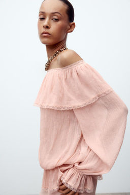 COLD SHOULDER BIB SHIRT - Zara фото 3