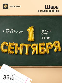 Воздушные шары фольгированные 14" «1 Сентября» цвет золото