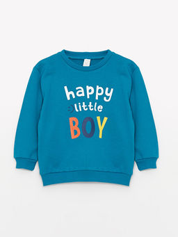Bisiklet Yaka Uzun Bask?l? Erkek Bebek Sweatshirt ve Pantolon 2li Tak?m - Waikiki фото 2