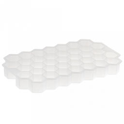 Форма силиконовая для льда (мармелада) "Соты - 37 штук" 20х11,7см h2,2см, с силиконовой крышкой, цвет - белый, в п/эт пакете (Китай)