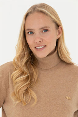 Женский базовый свитер светло-коричневого меланжевого цвета Неожиданная скидка в корзине - U.s. polo assn фото 2