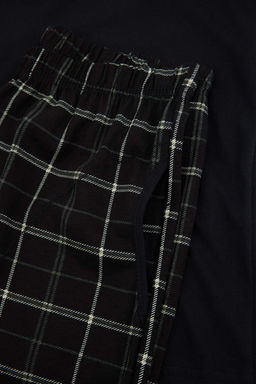 Siyah Regular/Normal Kesim Ekose/Kareli Pamuklu Orme Pijama Tak?m? TMNSS26PT00048 - Trendyolmilla фото 2