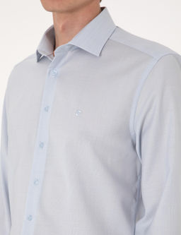 A__k Mavi Slim Fit %100 Y_n Uzun Kollu G_mlek