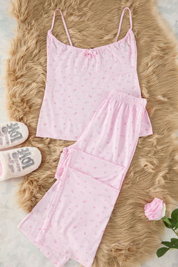 Trendyolmilla Beyaz-Cok Renkli Cicekli Baglamal? ve Ip Ask?l? Orme Pijama Tak?m? THMSS24PT00233 фото 9